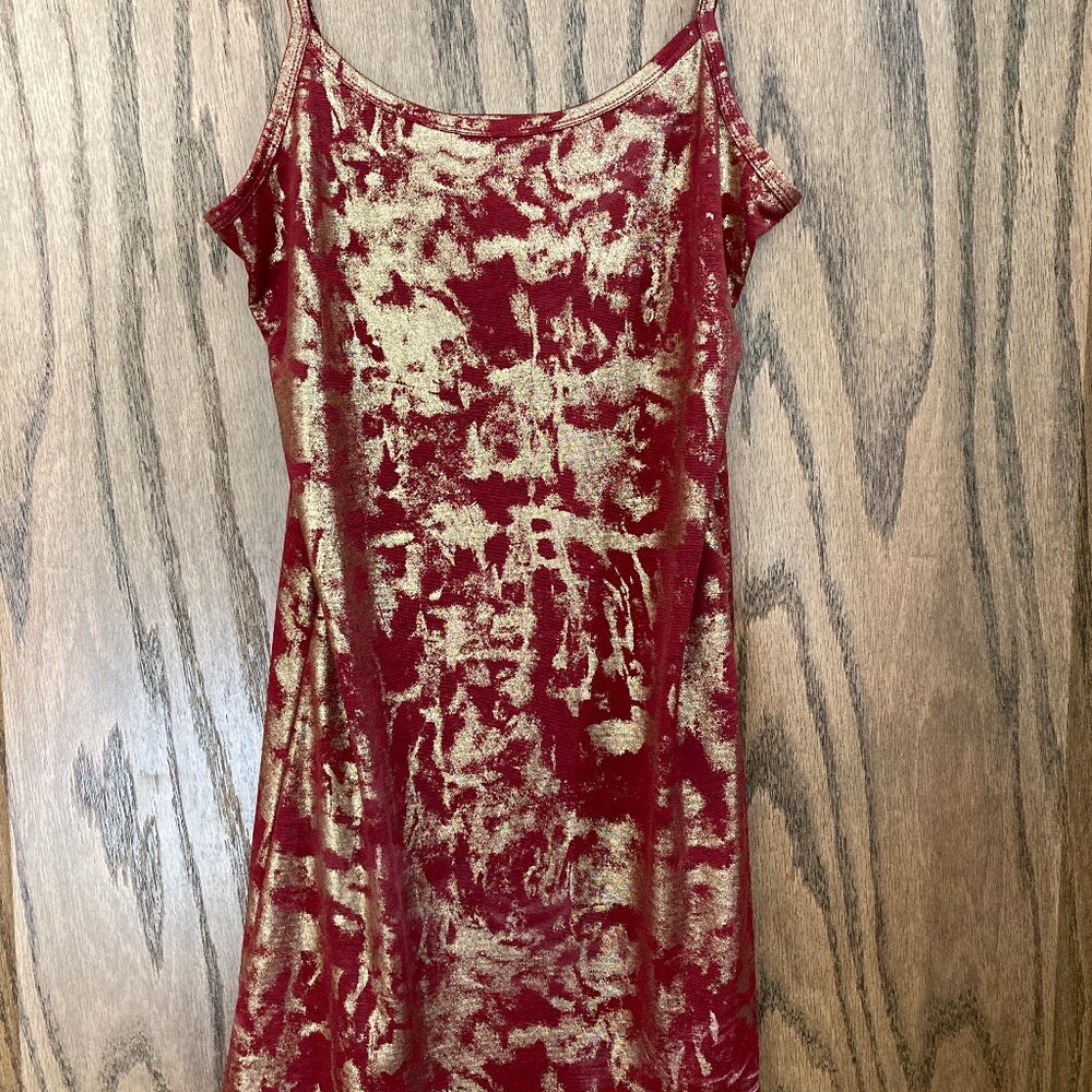 BKE Camisol/Cami, Red and Shiny Gold, Women's Large, Like New Condition